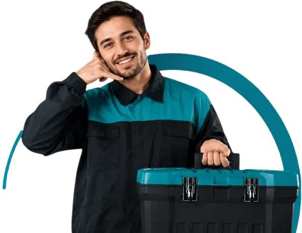 Auto repair mechanic with toolbox