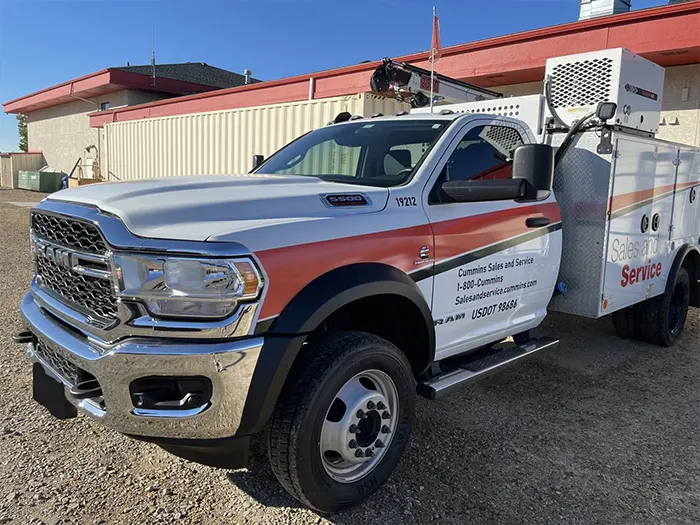 Damaged ram service truck after