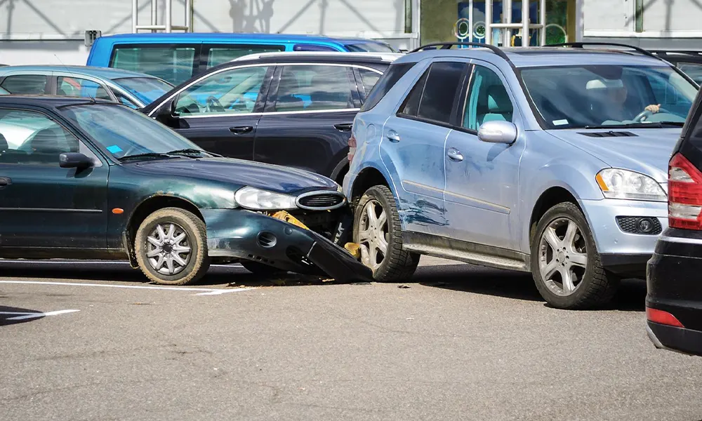Collision damage from a multi-vehicle accident