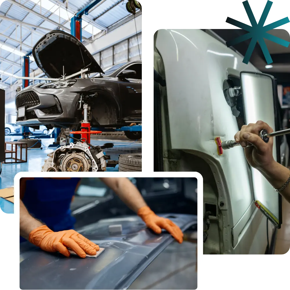 Complete auto body repair process from damage assessment to refinishing