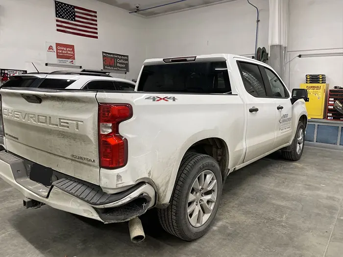 Chevrolet Silverado rear damage before repair